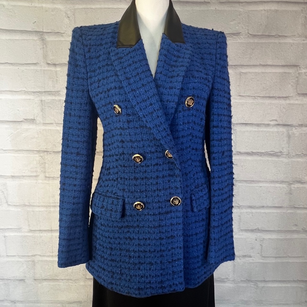 NWT Zara Blazer Vegan Leather Collar
